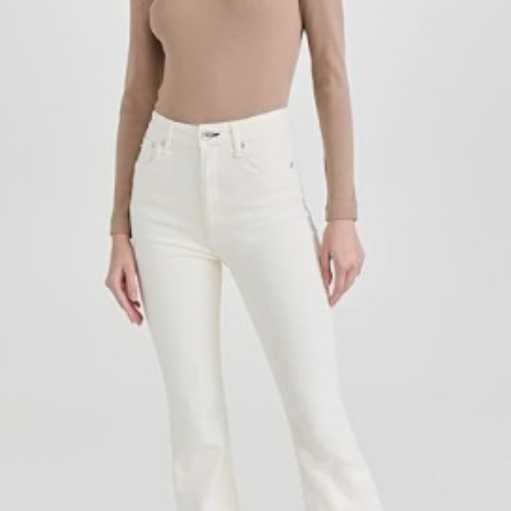 Rag & Bone Casey High Rise Flare White Jeans Denim Pants Stretch - size 25